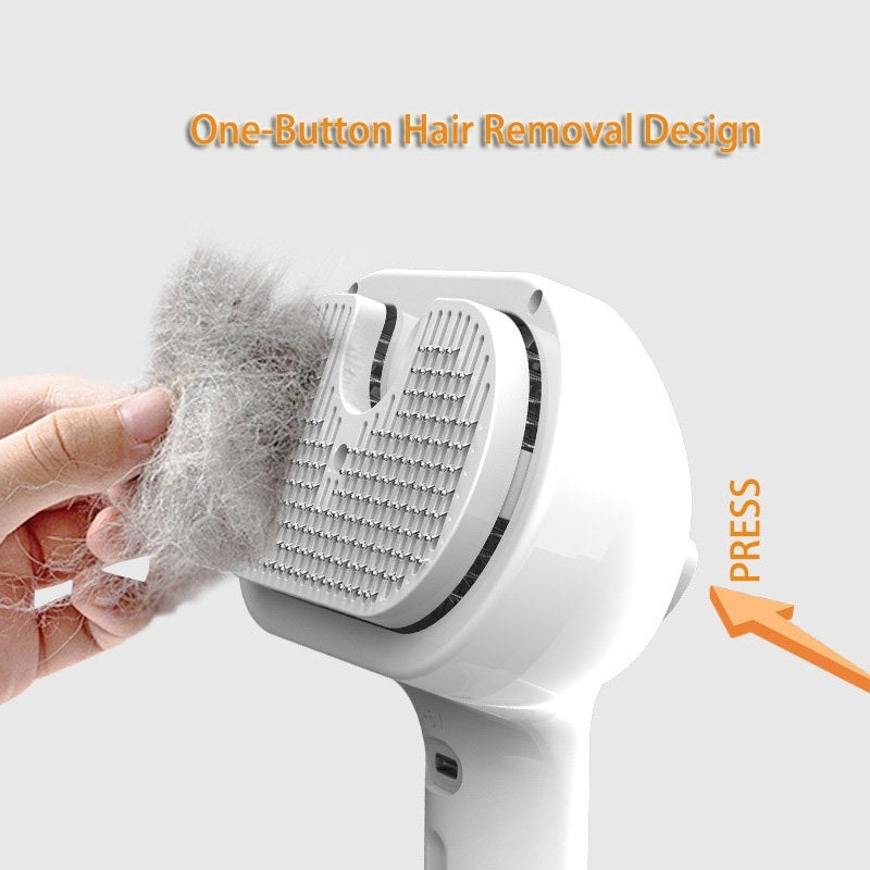 Self-Cleaning Pet Comb with Mist – Hair Remover & Grooming Brush